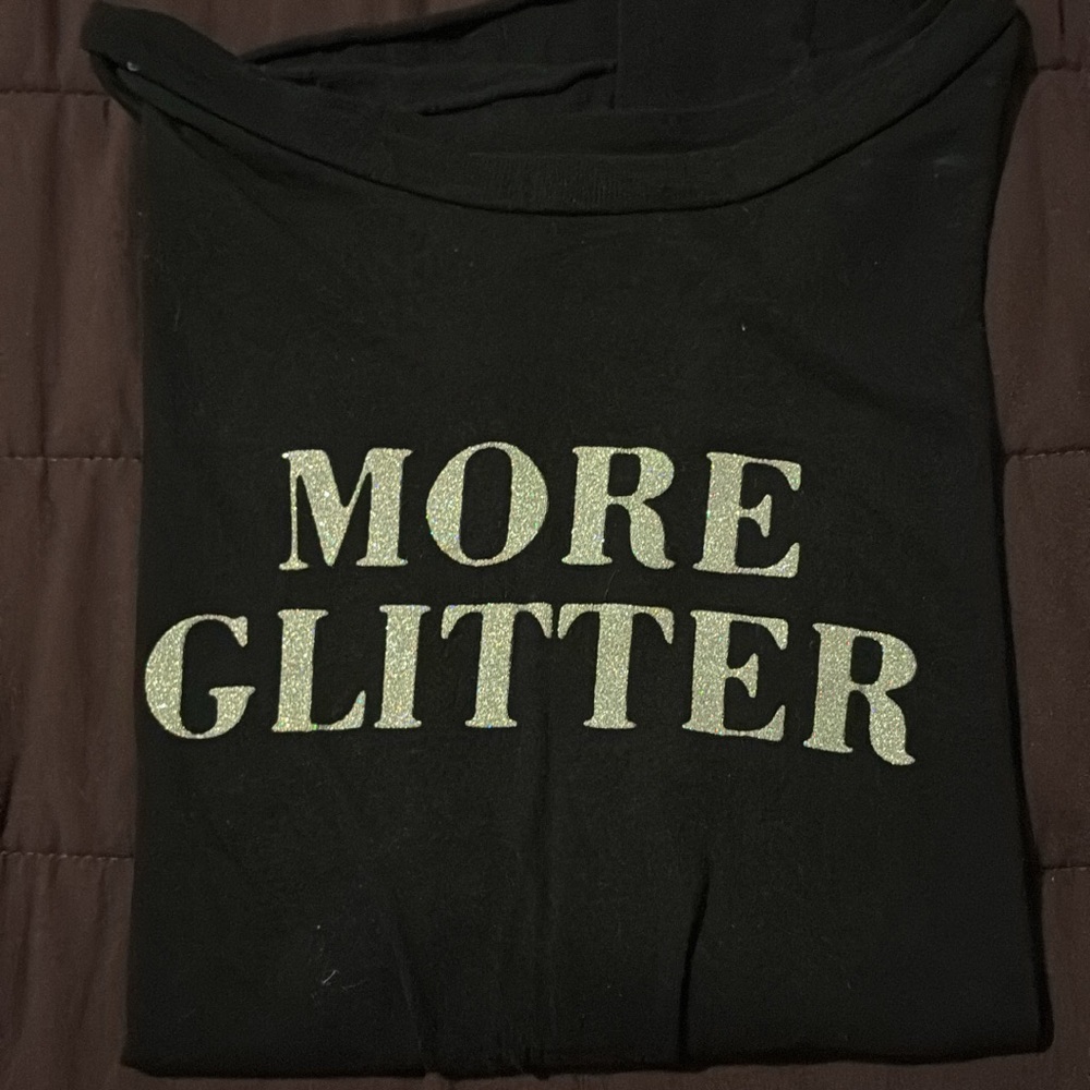 American Eagle Outfitters Black Tee with Glitter Text